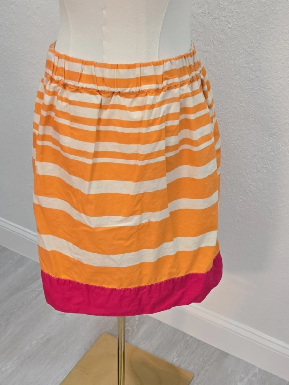 NWOT❤️❤️❤️Merona Orange and Cream Striped Cotton Skirt with Red Label - Picture 4 of 4